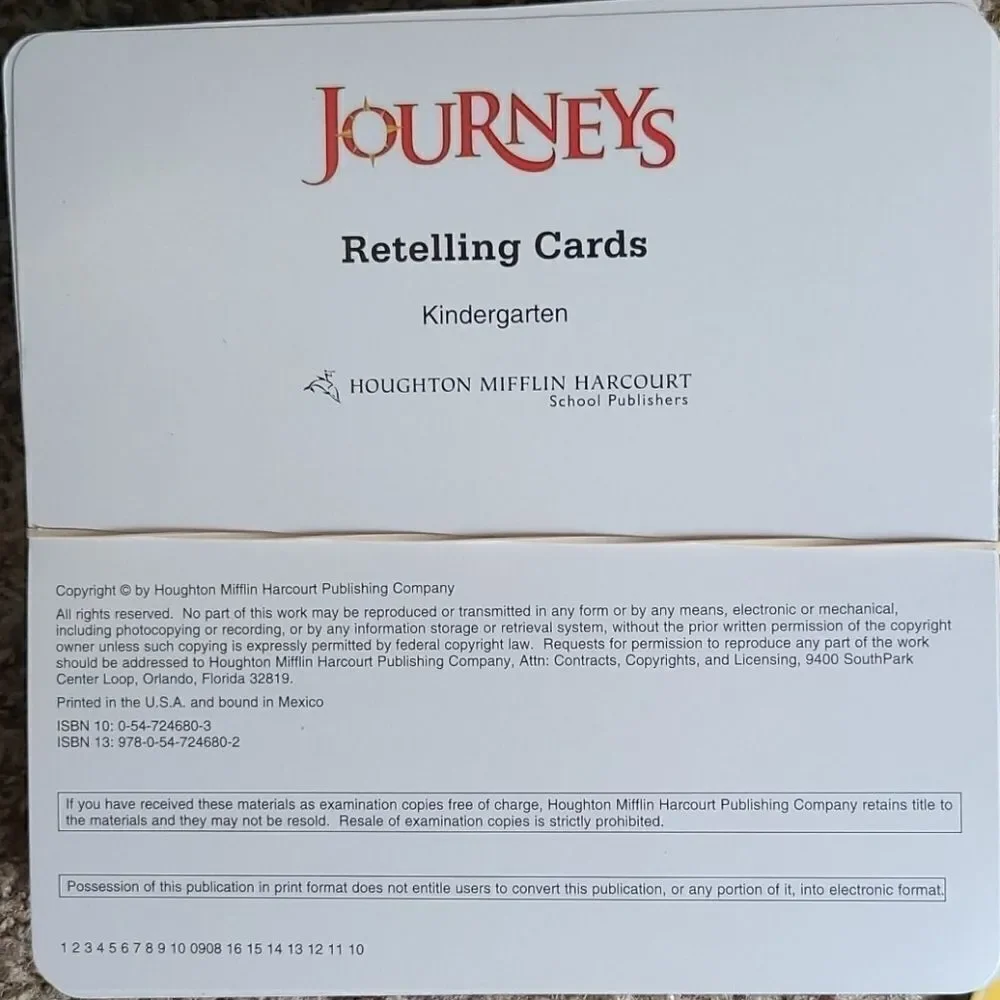 Journeys Kindergarten Retelling Cards Grade K